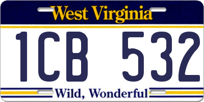 WV license plate 1CB532