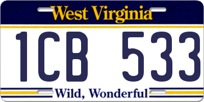 WV license plate 1CB533