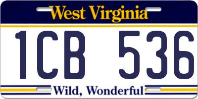 WV license plate 1CB536