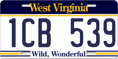 WV license plate 1CB539