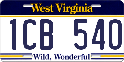 WV license plate 1CB540