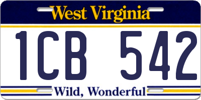 WV license plate 1CB542