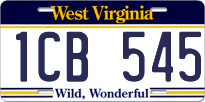 WV license plate 1CB545