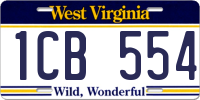 WV license plate 1CB554