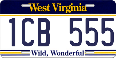 WV license plate 1CB555