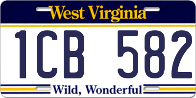 WV license plate 1CB582