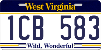 WV license plate 1CB583