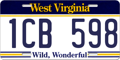 WV license plate 1CB598