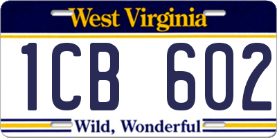 WV license plate 1CB602