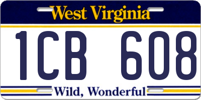 WV license plate 1CB608