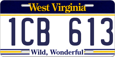 WV license plate 1CB613