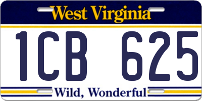 WV license plate 1CB625