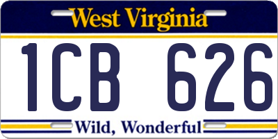 WV license plate 1CB626