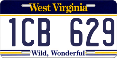 WV license plate 1CB629