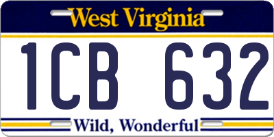 WV license plate 1CB632