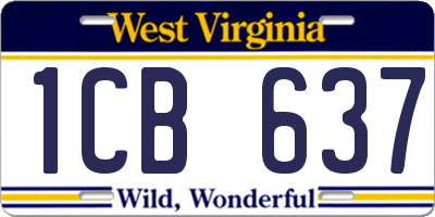 WV license plate 1CB637