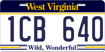 WV license plate 1CB640