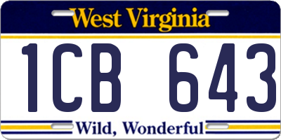 WV license plate 1CB643