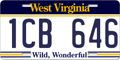 WV license plate 1CB646