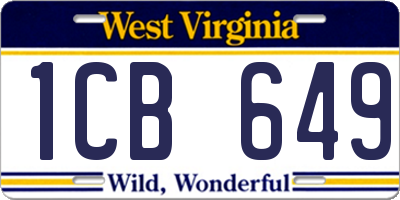 WV license plate 1CB649