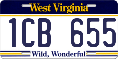 WV license plate 1CB655