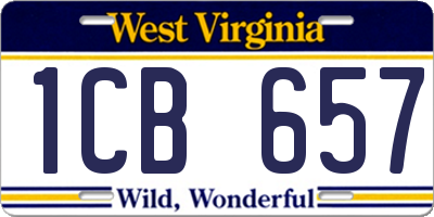 WV license plate 1CB657
