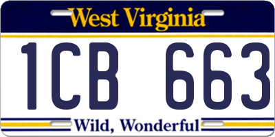 WV license plate 1CB663