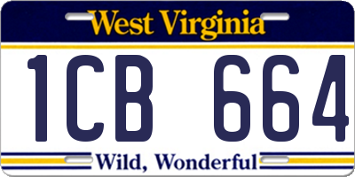 WV license plate 1CB664
