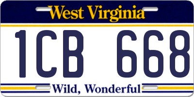WV license plate 1CB668