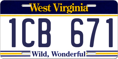 WV license plate 1CB671