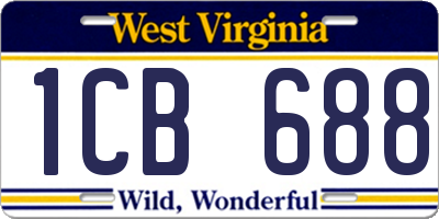 WV license plate 1CB688