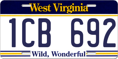 WV license plate 1CB692