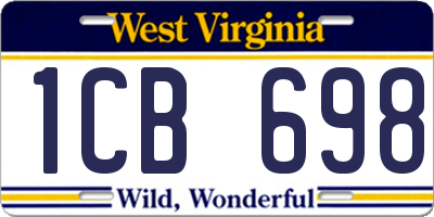 WV license plate 1CB698