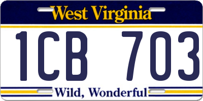 WV license plate 1CB703