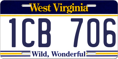 WV license plate 1CB706