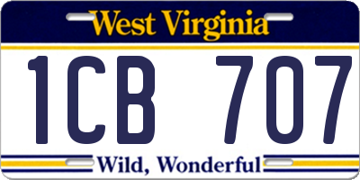 WV license plate 1CB707