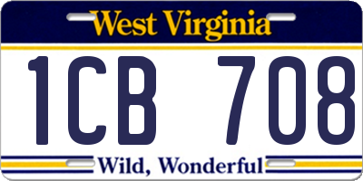 WV license plate 1CB708