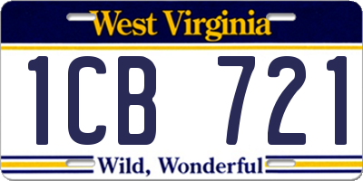 WV license plate 1CB721