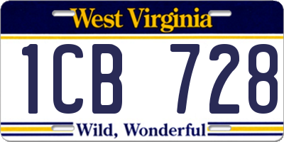 WV license plate 1CB728