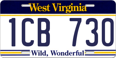 WV license plate 1CB730