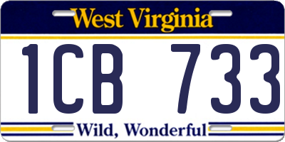 WV license plate 1CB733