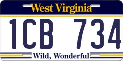 WV license plate 1CB734
