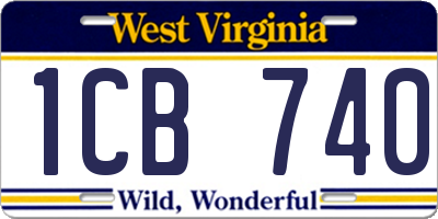 WV license plate 1CB740