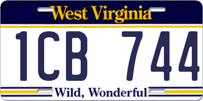 WV license plate 1CB744