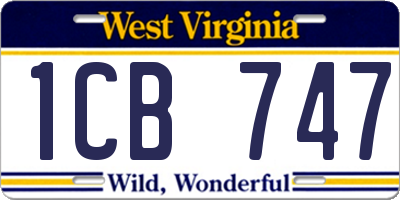 WV license plate 1CB747