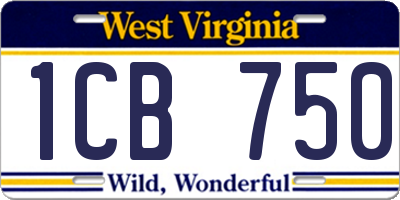 WV license plate 1CB750