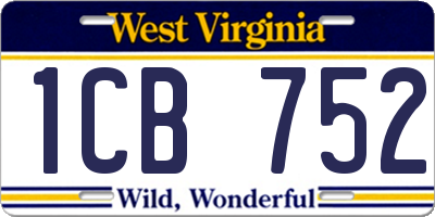 WV license plate 1CB752