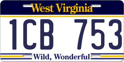 WV license plate 1CB753