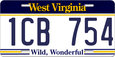 WV license plate 1CB754