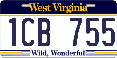 WV license plate 1CB755